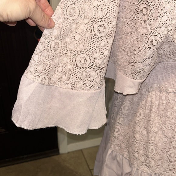 Lavender Dusty Rose Boho Lacey Mini Dress/Top - Picture 7 of 10